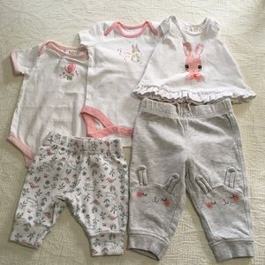 0-6m (4/$20) Bunny Themed Comfy Clothes